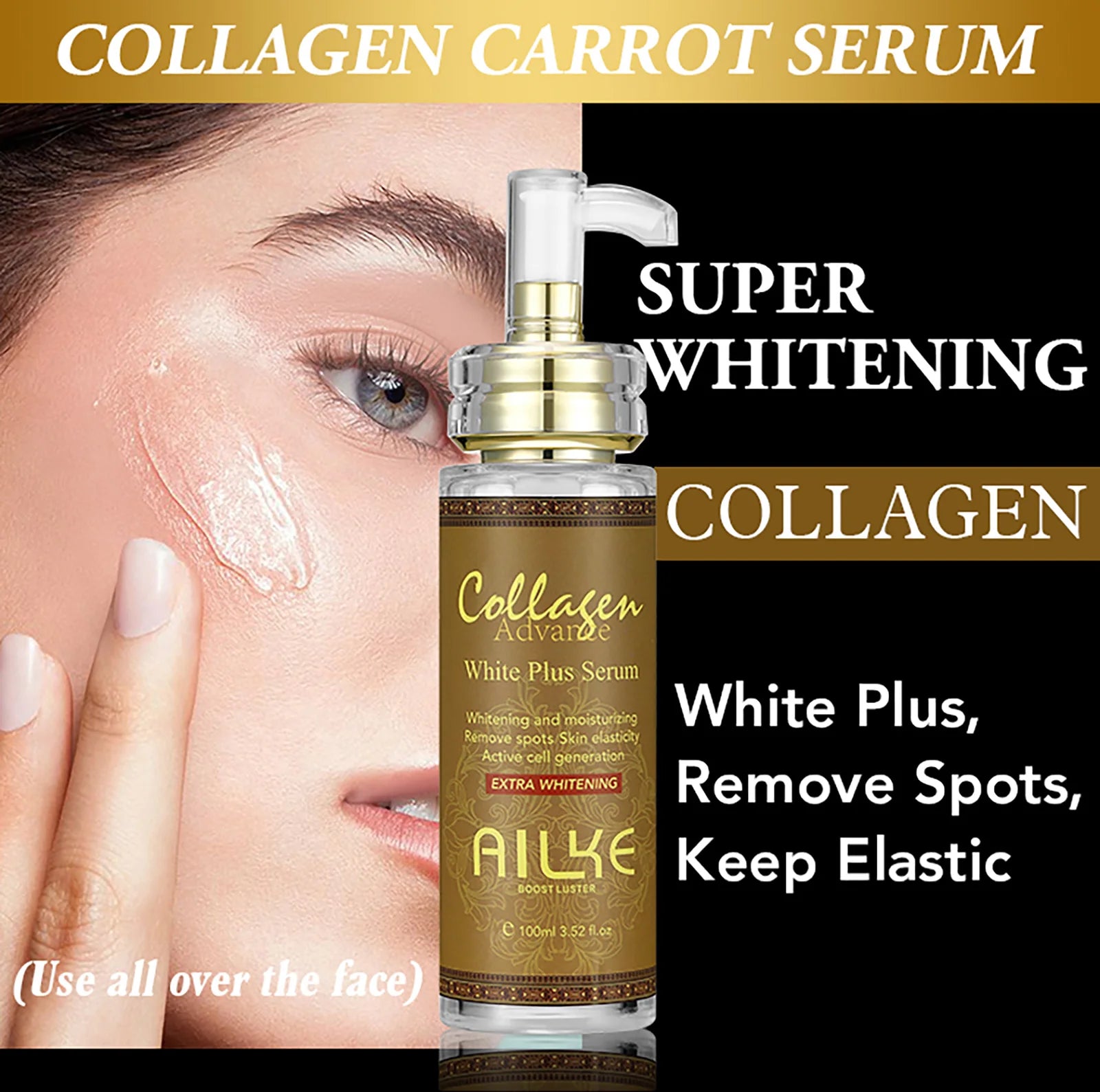 AILKE Face And Body Whitening Serum, Hydration Moisturizing, Dark Spots Remover, Skin Glowing, Even Skin Tone, 100ML/3.52 OZ mbzr