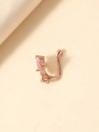Rose Gold Tone Heart Crystal Nose Cuff For Women, Non-Piercing Rhinestone Jewelry Accessory For Valentine’s Day