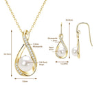 OXTAO 8-9mm Pearl Necklace& Earring Jewelry Set 14K Gold Filled Moissanite Infinity Charm Necklaces Wedding Promise Band Jewelry