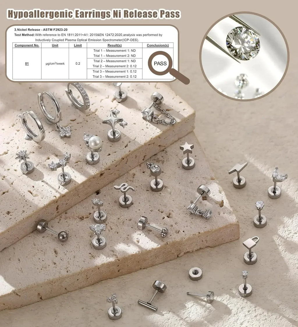 Bobisty 1pc Earrings for Sensitive Ears Surgical Stainless Steel Earrings for Women Dainty Flat Back Earring Stud Hoop Cartilage