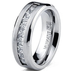Hot Selling Silver Plated Stainless Steel Rings For Men Square Cubic Zircon Ring Jewelry Accessories Wholesale Size 7-13