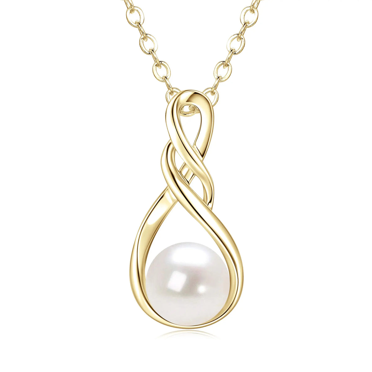 OXTAO Natural Freshwater Pearl Infinity Pendant Jewelry Moissanite Charm Necklaces