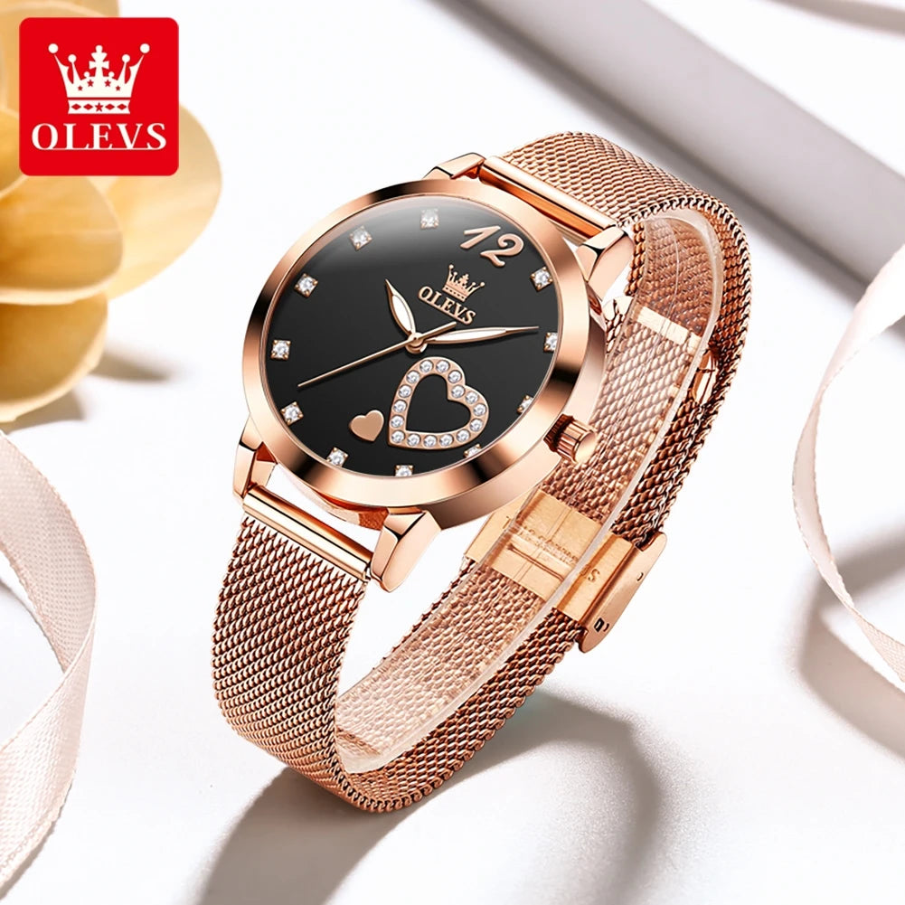 OLEVS 5189 Light Luxury Style Women Quartz Movement Watch Luminous Function 30m Waterproof Milanese Steel Strip Brand Wristwatch mbzr