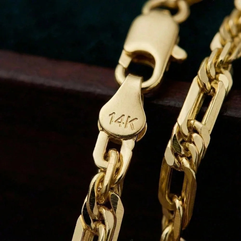 2pcs Men's Miami Cuban Link Chain Necklace and Bracelet Set, 14K Gold Plated Stainless Steel Milano Rope Chain Jewelry, Waterproof Anti-Tarnish Hypoallergenic Shiny Hip Hop Gift for Daily Wear