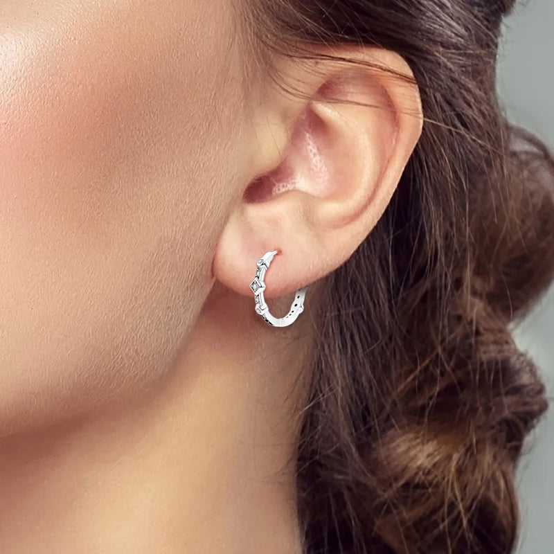 MAULA Earring 925 Sterling Silver Sparkling Square Stone Hoop Earring For Women Ladies Party Wedding Fashion Simple Jewelry Gift