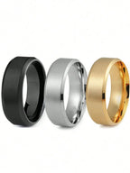 3pcs/Set Stylish Stainless Steel 8mm Matte Wedding Ring Set For Men's Everyday Use Valentine's Day Jewelry Holiday Engagement