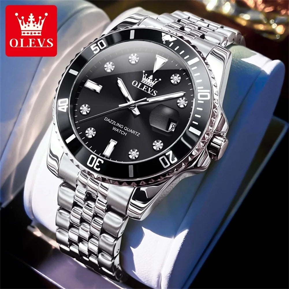 OLEVS 9809 Men's Watch Original Waterproof Automatic Date Rotation Ring Luxury Brand Diving Quartz Men's Watch Reloios Masculino mbzr