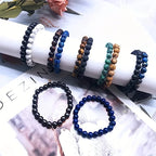 10pcs Set 8Mm Bracelet Round Beaded Bracelet Men And Women Stone Crystal Stone Natural Stone Stretch Beaded Bracelet Unisex, Suitable for Men And Women Holiday Gift Simple Gift