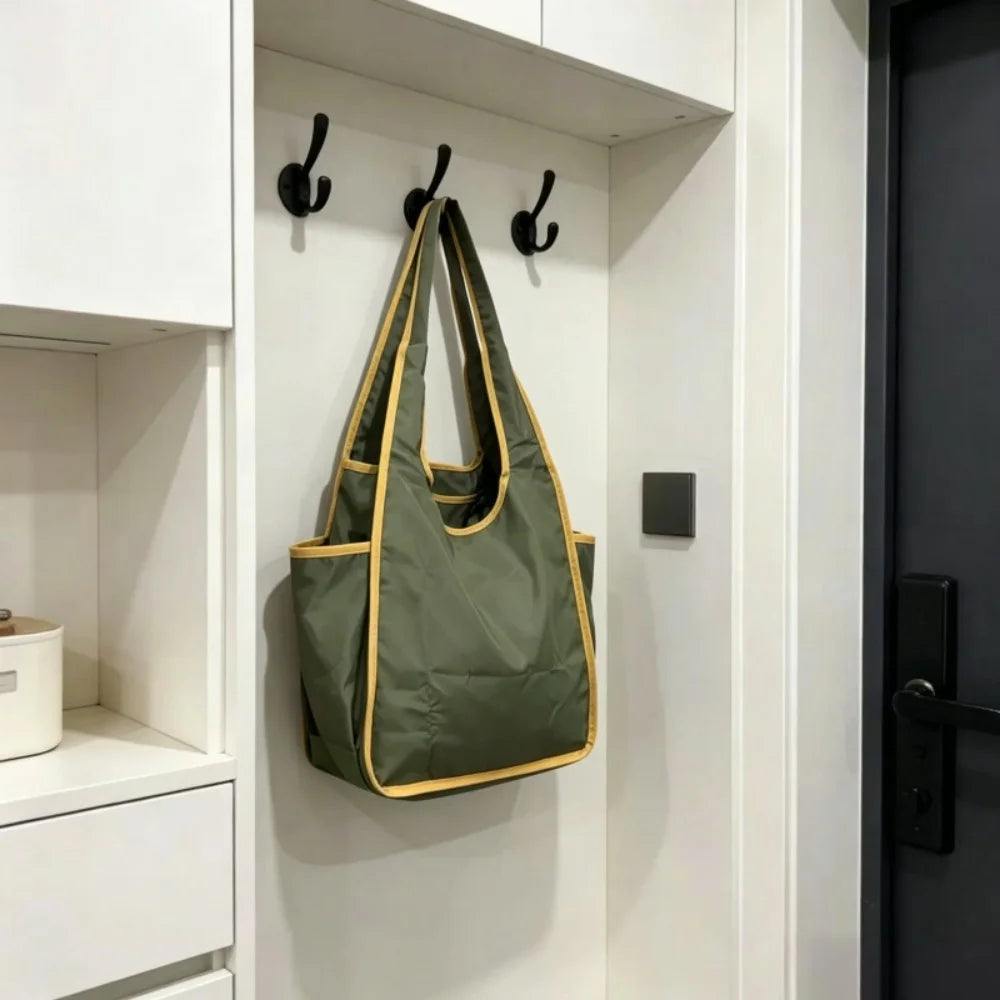 1pcs Drawstring Shopping Tote Bag for Groceries Travel Storage Reusable Eco-Friendly Lightweight Collapsible Design Reusable mbzr