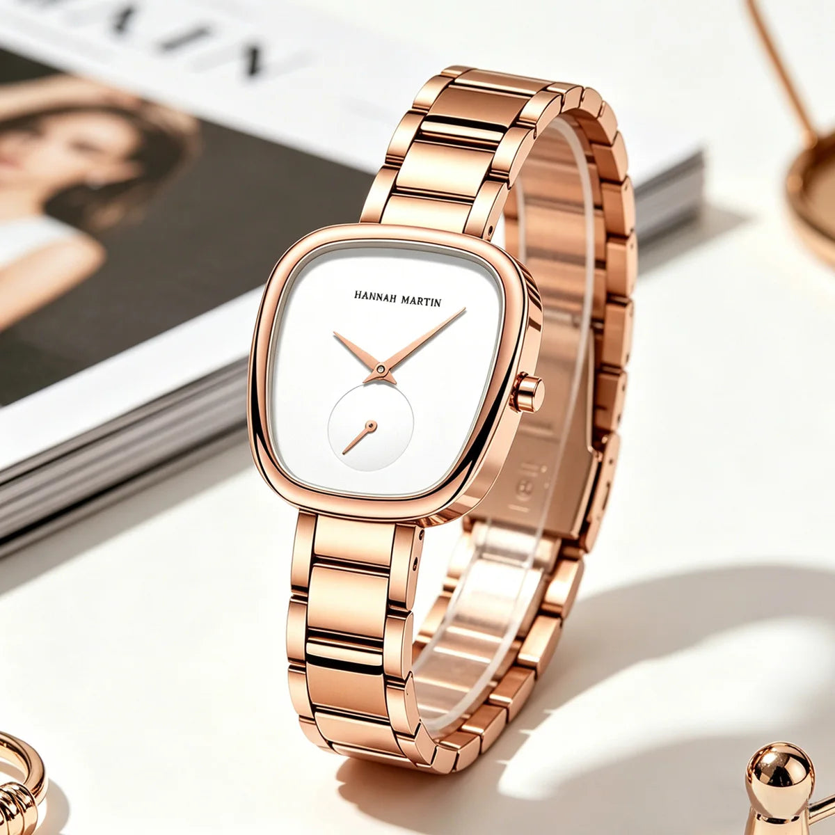 1 Set Women Watch Stainless Steel Strap Rose Gold Oval Timing Clock Quartz Movement Simple Top Brand Women Gift Daily Wear Watch mbzr
