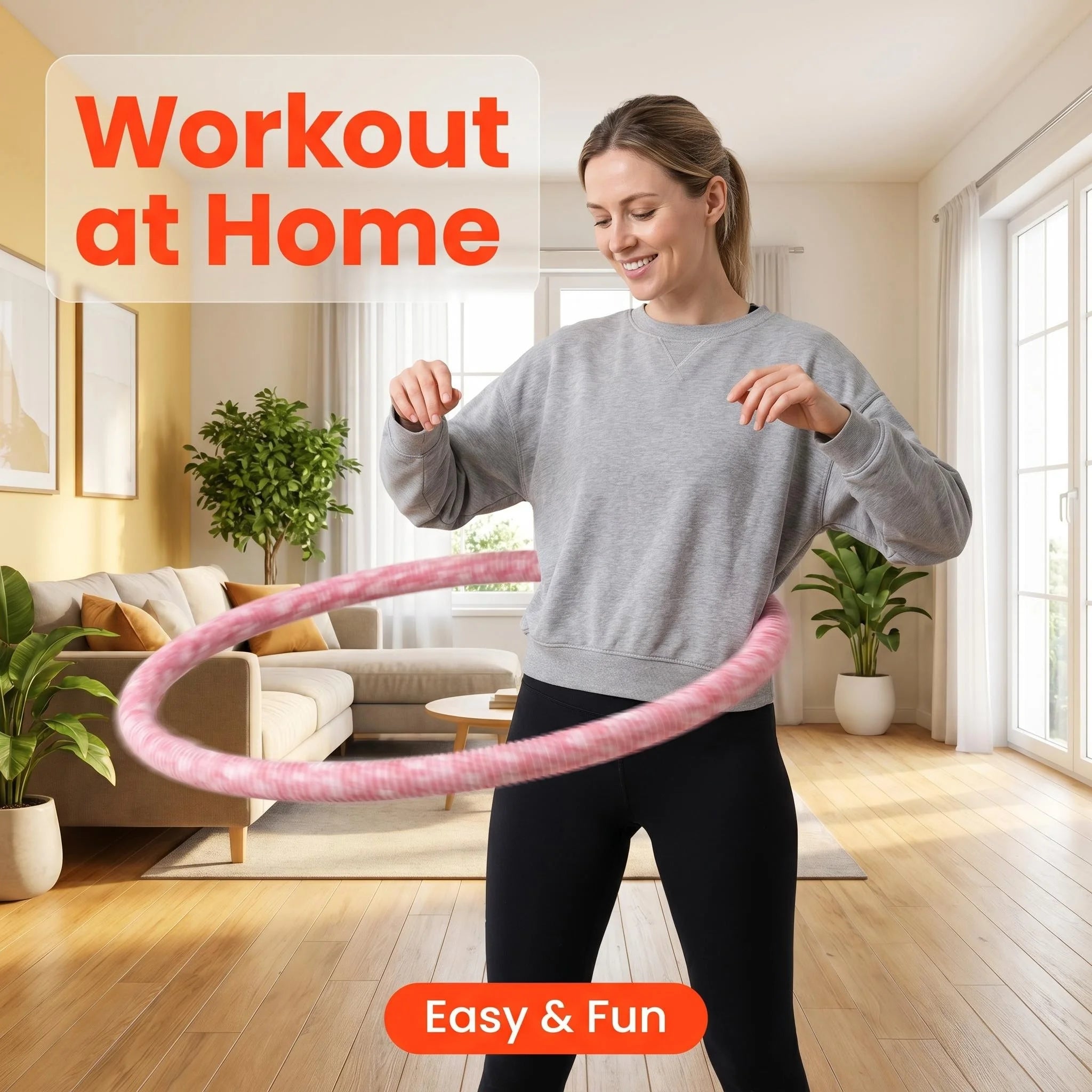 Fitness Circle- Adult Pilates Circle with Soft Spring Foldable Fitness Circle, Silent Pilates Circle Waist-Friendly Design, Full Wrap Fitness Circle Non-Pinching Fitness Circle Portable Sports Equipment, Christmas Gift for Gi mbzr