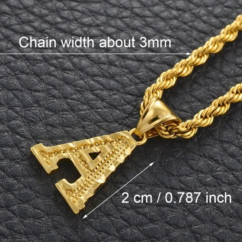 A-Z letter necklace, men's and women's gold-plated initials pendant rope chain, English letter jewelry Daily WearO mbzr