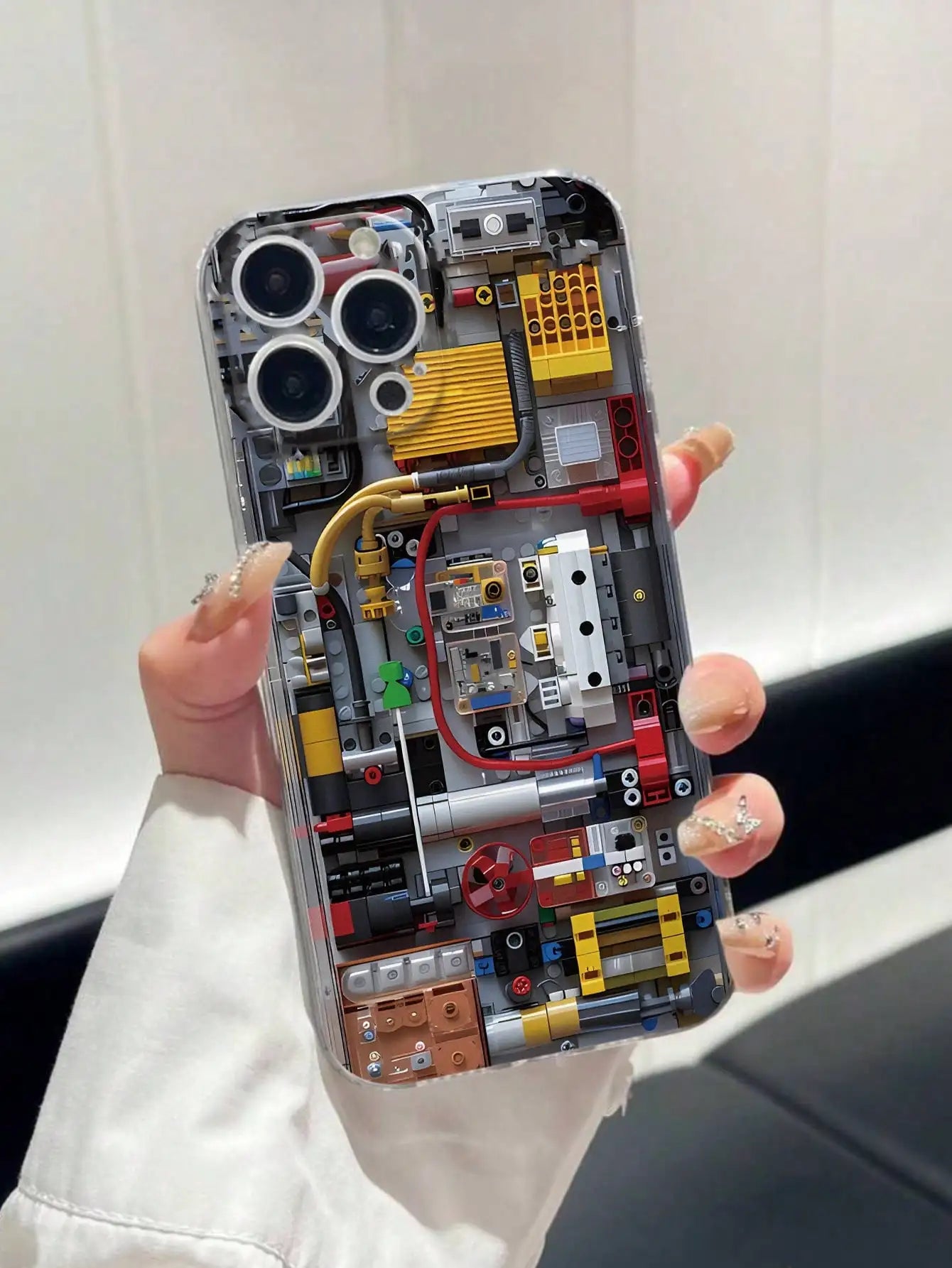 Transparent Engineering-Style Phone Case with Mechanical Detail Design for iPhone & Android