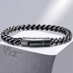 Vnox 6.3mm Vintage Bracelets for Men, Double Layer Cuban Chain, Franco Foxtail Chain Bracelet, Retro Srainless Steel Wristband