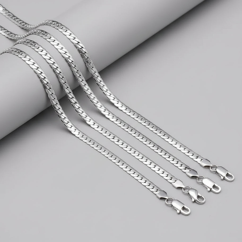 Silver Chain Necklace – Elegant 5mm Link for Women & Men mbzr