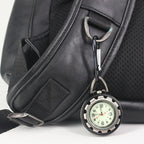Carabiner Pocket Watch Silver Alloy Quartz Movement, Clip-on Outdoor Hiking Climbing Watch for Men Women