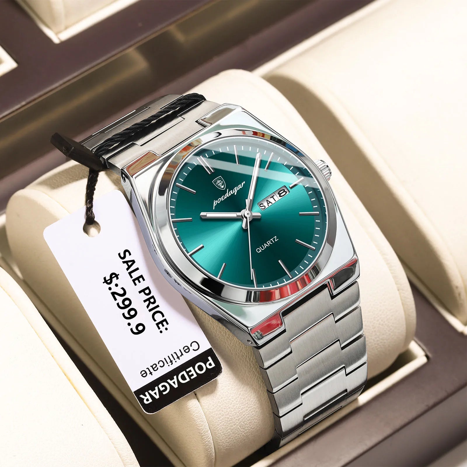 POEDAGAR Luxury Men's Watches Waterproof Luminous Date Week Men Watch Stainless Steel Casual Fashion Quartz Man Wristwatch Reloj mbzr