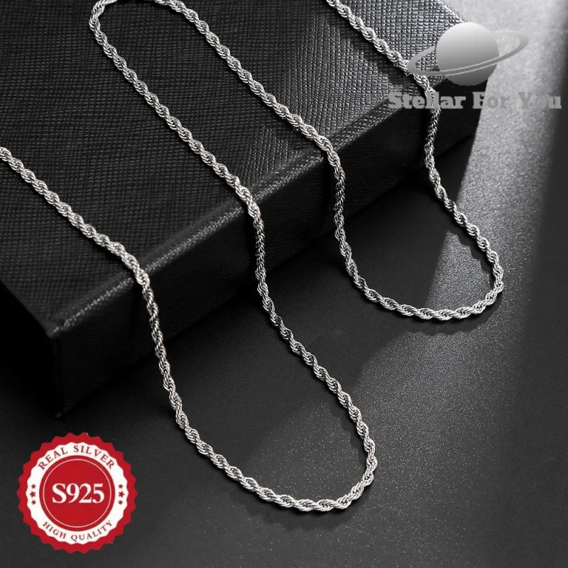 Handmade, Fashionable 925 Silver Cable Necklace, Vintage and Exquisite Jewelry Gift, Daily Versatile, Suitable for Giving to Her/Mother/Girlfriend, Buy Three Get One Free