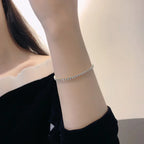 Stainless Steel Marquise Oval Square Cut Luxury Silver Color on Hand Tennis Bracelet Bangle for Women Party Gift Jewelry