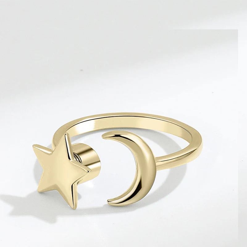 Anti Stress Anxiety Fidget Rings for Women Satinless Steel Spinner Sunflower Sun Star Ring Trendy Jewelry