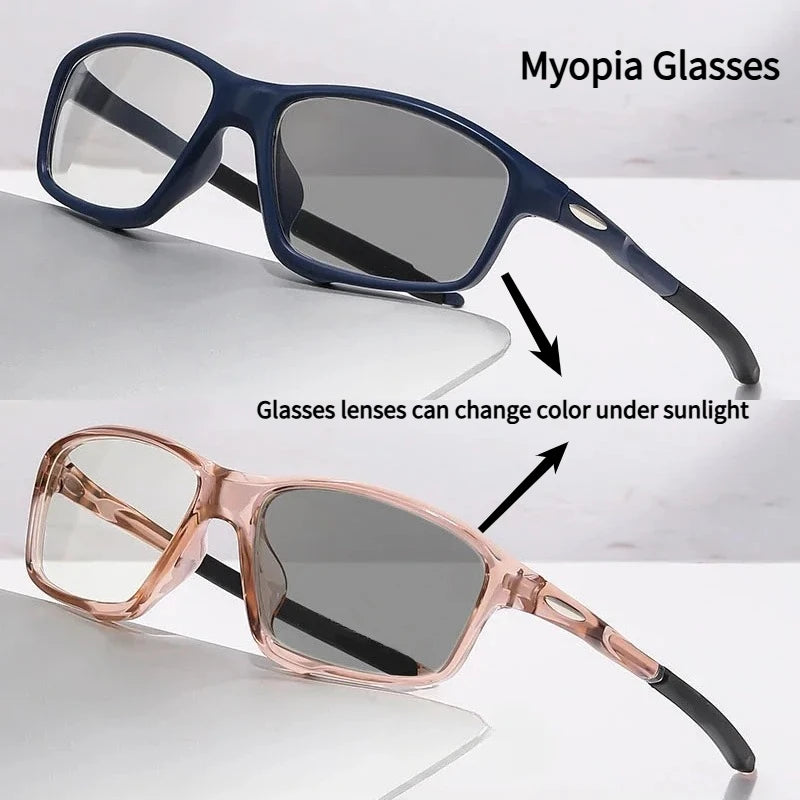 Photochromic Myopia Glasses  Anti Blue Light Flat Glasses Sunglasses Sports  Glasses Lenses Can Change Color Under Sunlight mbzr