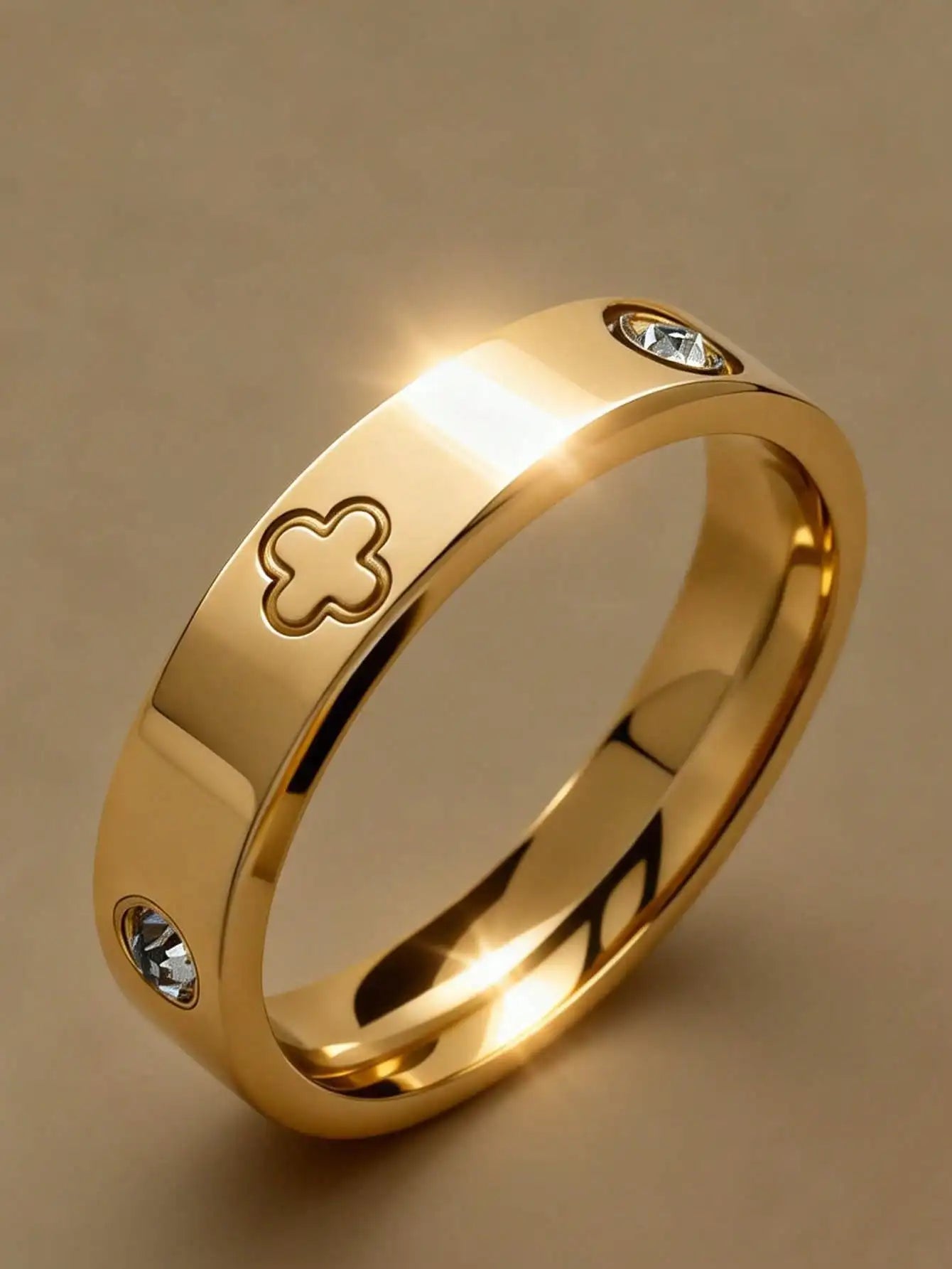 Znice 2026 New 18K Gold Plated Stainless Steel Minimalist Personalized Full Rhinestone Flower Ring Set, Stackable Or Standalone, Suitable For Party, Gift, Daily Wear, Waterproof, Fade-Resistant, Perfect For Beach Vacation