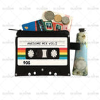 Cute Tape Cassette Case Graphic Print Coin Purses Women Men Wallet ID Credit Card Lipstick Key Storage Bag Money Coin Bag