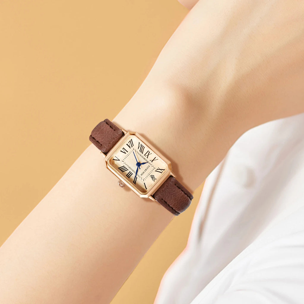 Fashion Retro Digital Dial Casual Watches Square Leather Strap Fashionable Clock Quartz Wristwatch for Women Gift mbzr