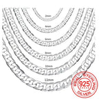 Men's 925 Sterling Silver Necklace 2/4/6/8/10/12MM 40-75cm Face Chain Necklace Lobster Clasp Men Women Engagement Jewelry Gifts mbzr