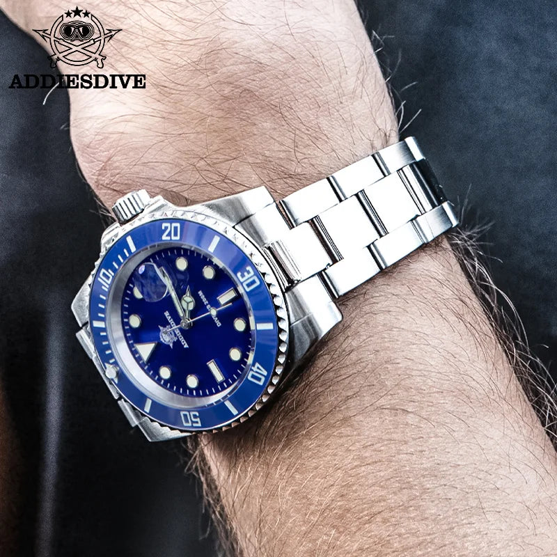 ADDIESDIVE stainless steel watch men's European and American business casual quartz watch 200m waterproof outdoor analog watches mbzr
