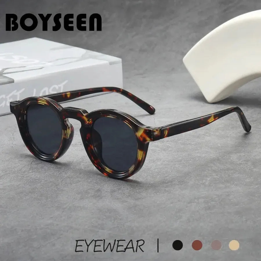 2025 Retro Thick Framed Oval Sunglasses For Men American Style Gray Eyewear Retro Leopard Print Glasses UV400 Prescription