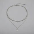 Vnox 2pcs/set Link Chain Chokers Four-point Star Pendant O-Chain Necklace Set for Men, Stainless Steel Silver Color Jewelry Gif