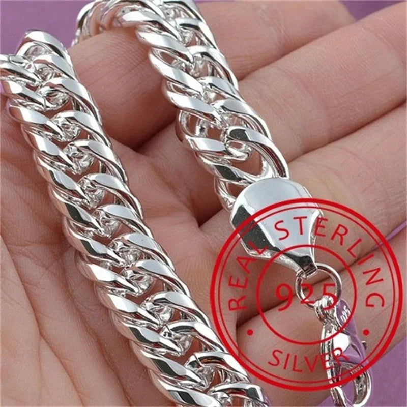 Fine 925 Sterling Silver Noble Nice Chain Solid Bracelet for Women Men Charms Party Gift Wedding Fashion Jewelry Hot Model mbzr