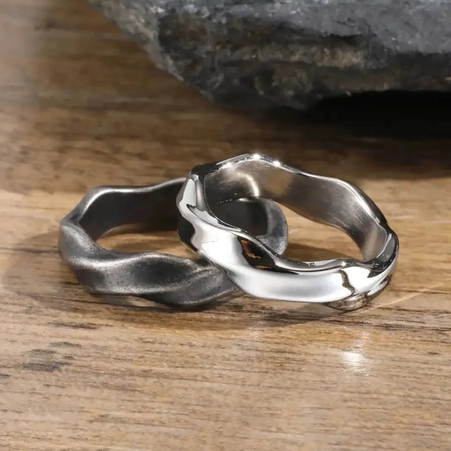 Classic Mobius Rings for Men Boys, Waterproof Stainless Steel Twist Finger Band, Vintage Love Eternity Jewelry Gift for Him Boy