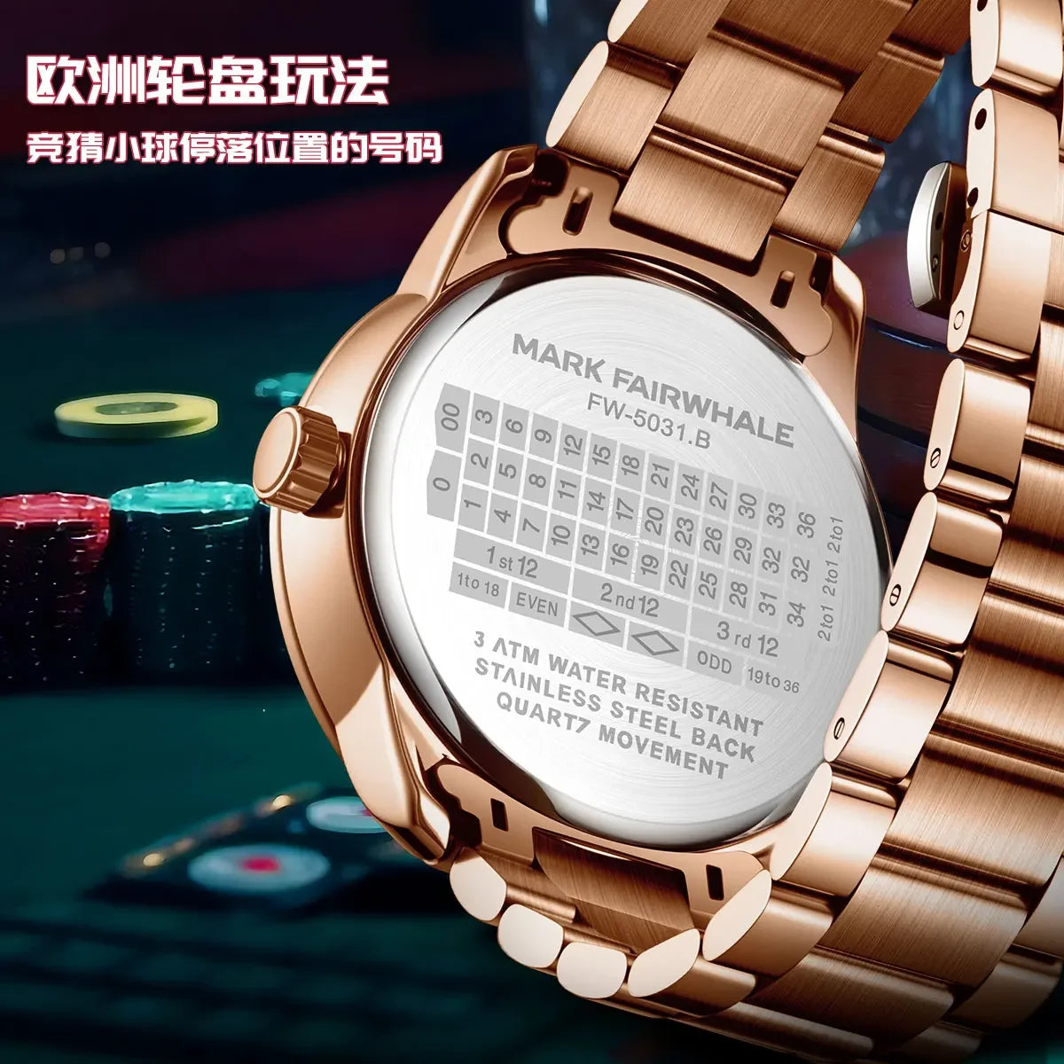 Mark Fairwhale  Casual Leather Strap dial Rotatable Roulette Watch Dial Men's Wristwatch Quartz Fashion WristWatch Wrist Watches for man mbzr