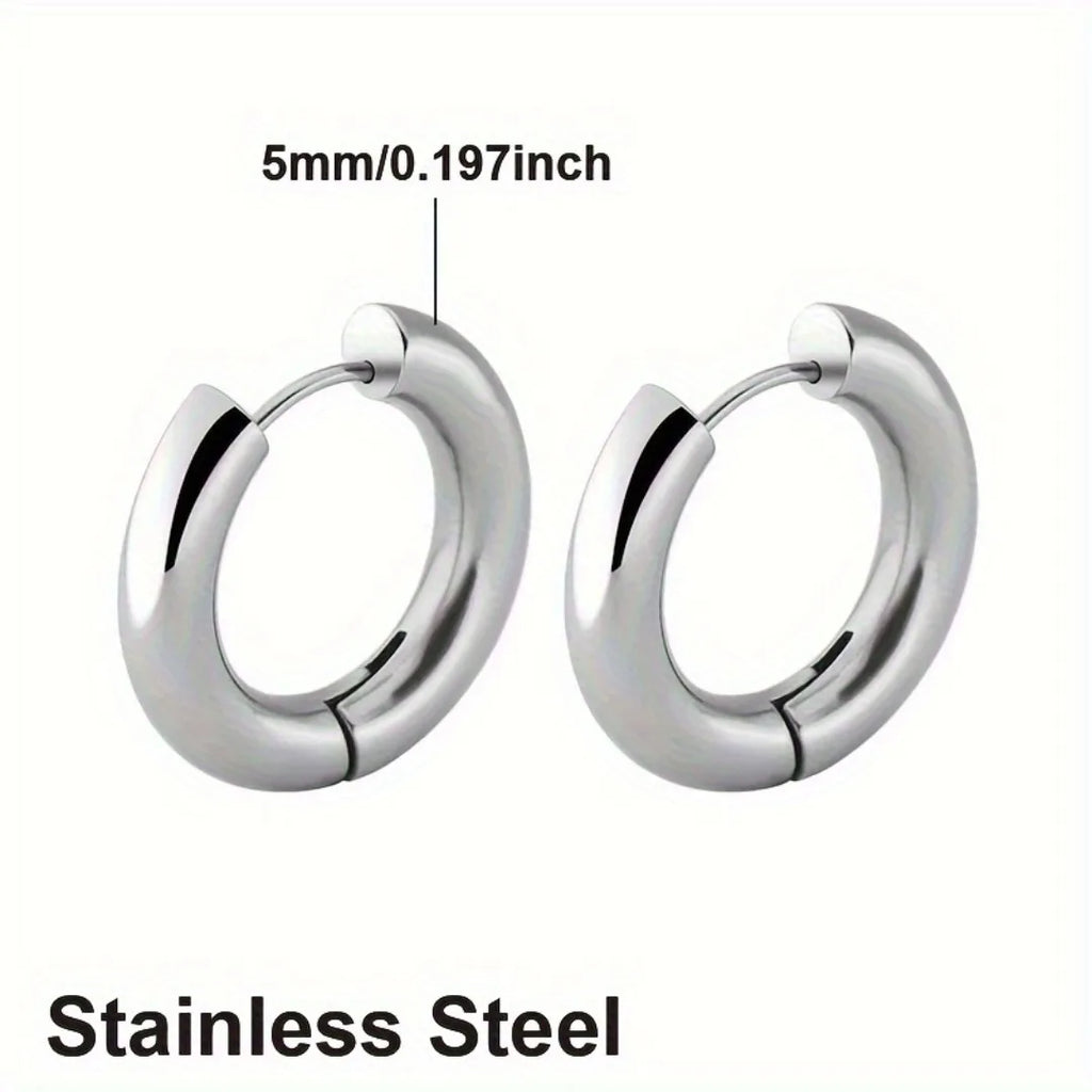 1 pair of punk style circular ring earrings L stainless steel large-sized exaggerated ear bones, ear screens, and earrings for both men and women