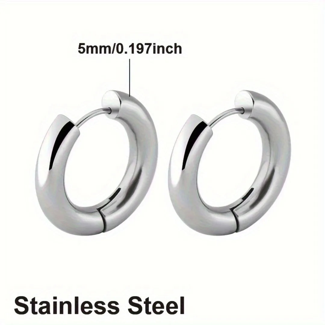 1 pair of punk style circular ring earrings L stainless steel large-sized exaggerated ear bones, ear screens, and earrings for both men and women