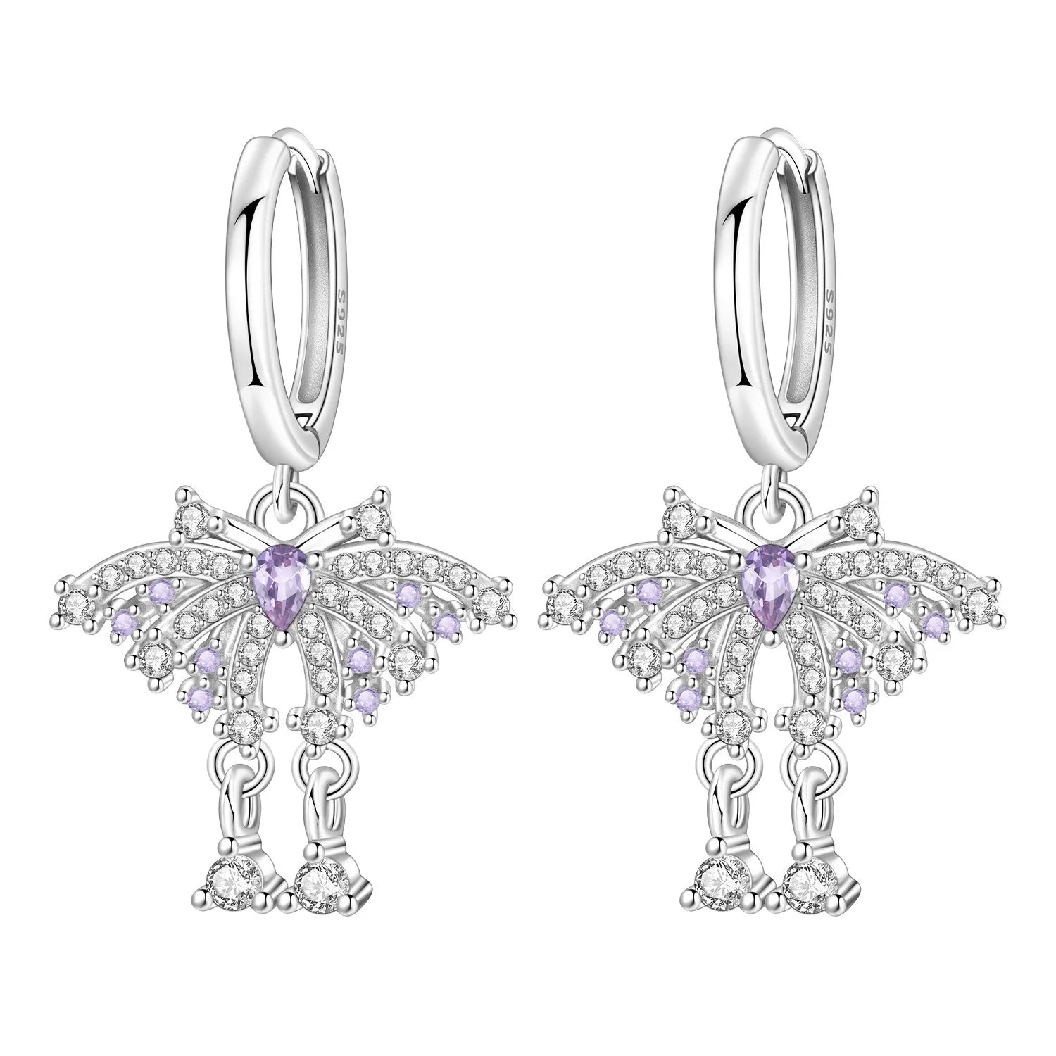 Original 2025 S925 Sterling Silver Zirconia Butterfly Gradient Dragonfly Earrings Women's Earring Jewelry Birthday Party Gift mbzr