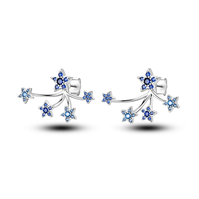 MULA 925 Sterling Silver Sun Moon Stars Hoop Earrings Classic Simple Fashion Jewelry