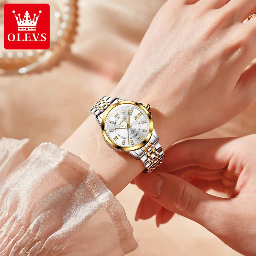 OLEVS 3620 Women Watch Luxury Brand Diamond Quartz Watch Fashion Automatic Calendar Waterproof Women Watch Bracelet Set Reloj