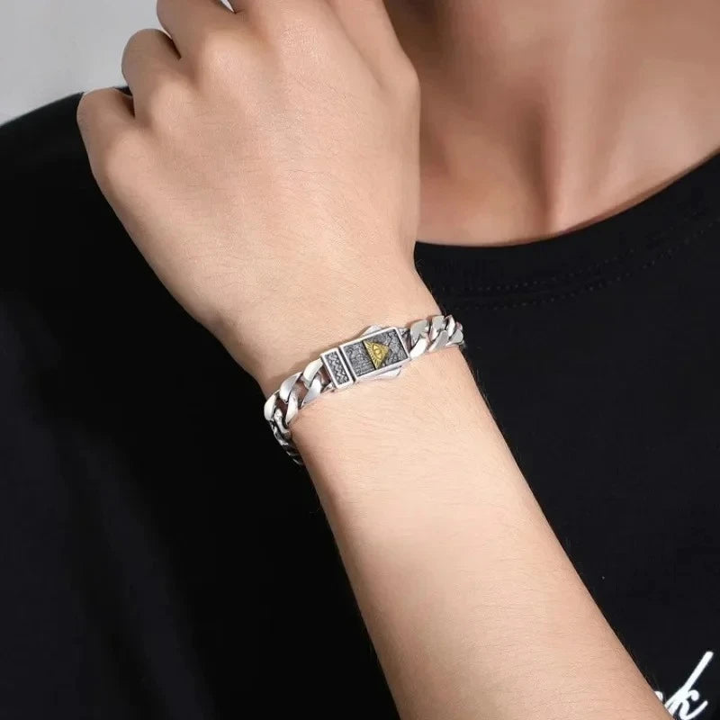 2025 New fashion 100% S925 Sterling Silver 9MM Cuban Bracelet Simple Men's and Women's Fashion Trend Jewelry Gifts