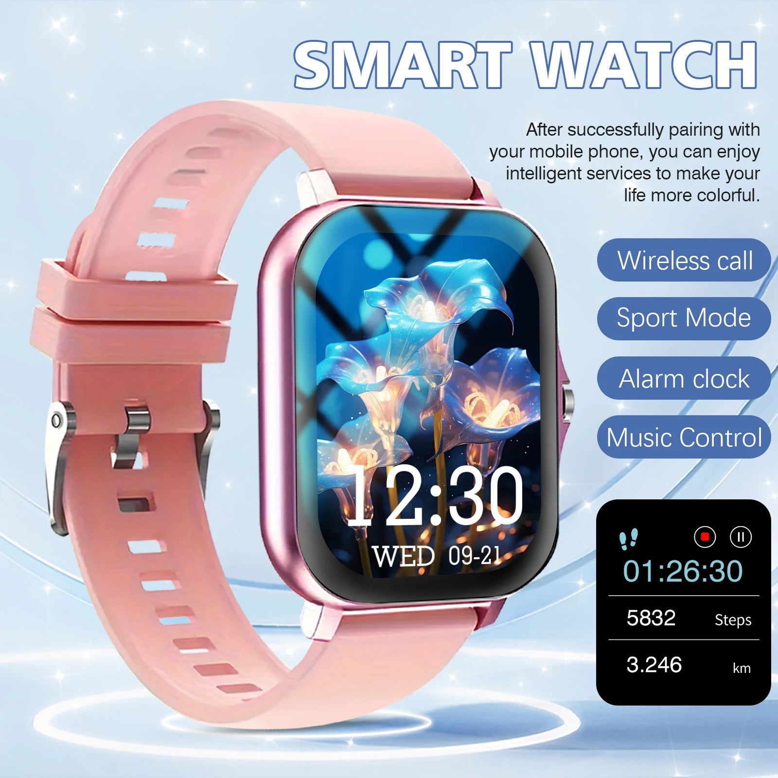 2025 Fitness Smart Watch for Men Women HD Screen: Durable Stainless Steel Strap Bluetooth Wireless Calling Message Reminder