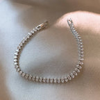 Stainless Steel Marquise Oval Square Cut Luxury Silver Color on Hand Tennis Bracelet Bangle for Women Party Gift Jewelry