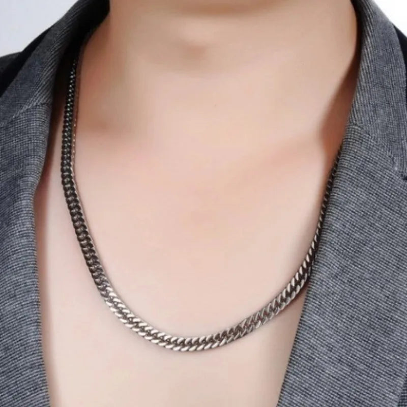 HNSP 316L Stainless Steel Cuban Chain Necklace For Men Neck Male Jewelry Accessories Gift 8mm-14mm Thick Heavy Chains