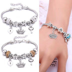 2025 New Charm Bracelet & Bangles Jewelry white butterfly Crown Beads Bracelets Brands Bracelets Fit Women Girl Gift