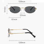 Oval Frameless Sunglasses 2025 New Sunglasses Retro Sunglasses Trendy Concave Style Hot Girl 7819 mbzr