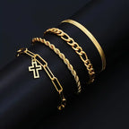 7-Piece Elegant Stainless Steel Minimalist Cross Pendant Jewelry Set for Men Chain Necklace Bracelet Jewelry for Everyday Wear