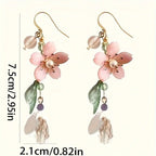1 Pair Floral Cherry Blossom Drop Earrings For Women Asymmetrical Personalized Party Earrings, Perfect Valentine's Day Gift For mbzr