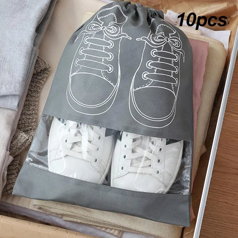 5/10pcs Shoes Storage Bag Closet Organizer Non Woven Travel Portable Bag Waterproof Pocket Clothing Classified Draw Hanging Bag mbzr