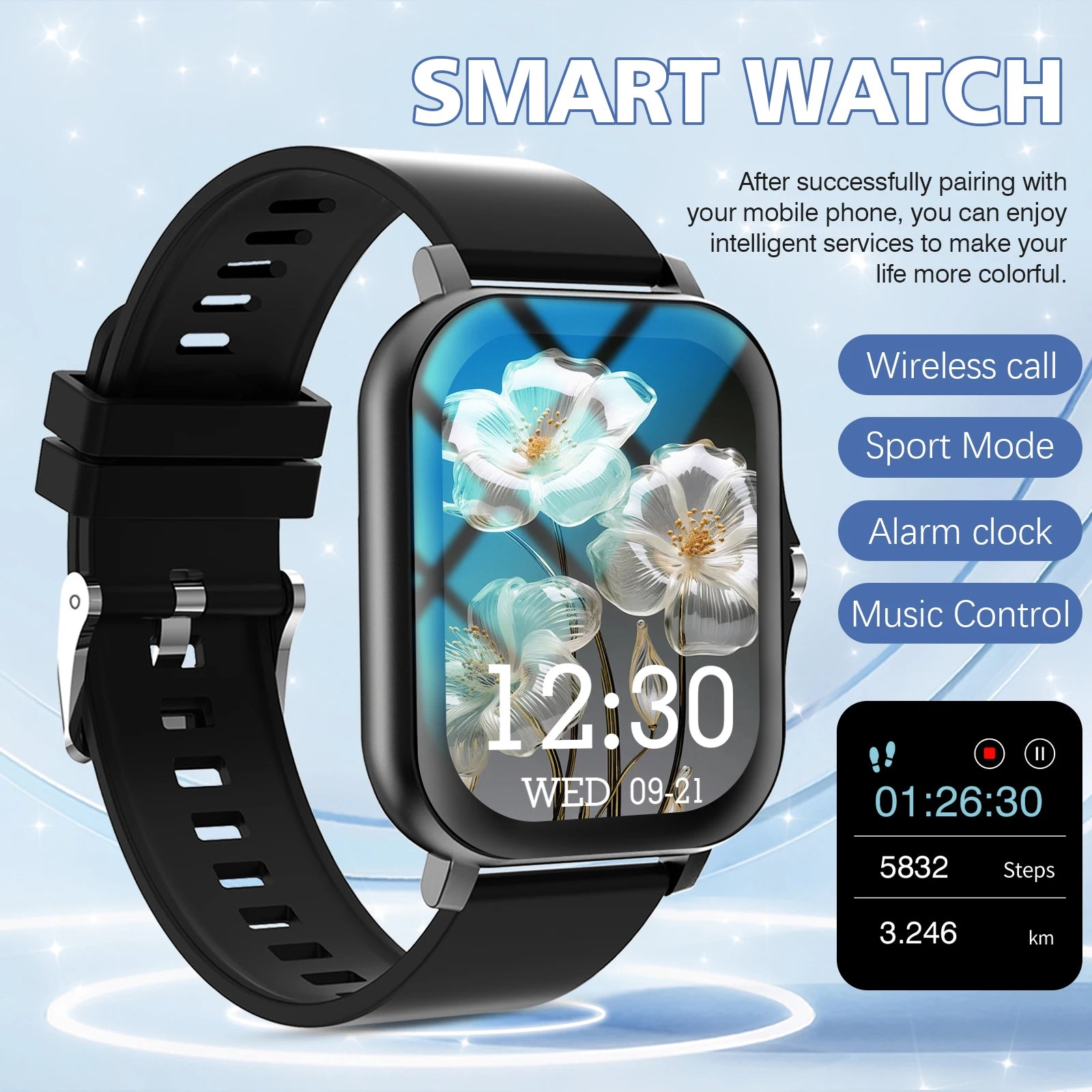 2025 Fitness Smart Watch for Men Women HD Screen: Durable Stainless Steel Strap Bluetooth Wireless Calling Message Reminder